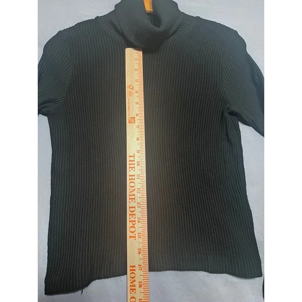 Club Monaco Womens Black Ribbed Knit Turtleneck Long Sleeve Sweater